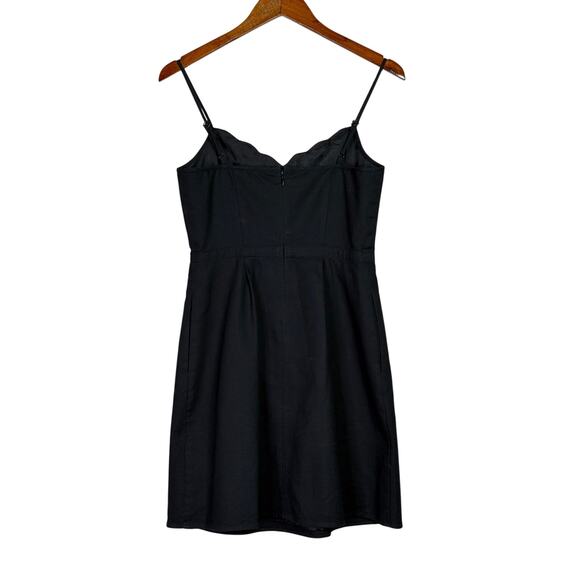 J.Crew Scalloped Neckline Spaghetti Strap Mini Dress Lined Pockets ZipUp 4 Black - Picture 15 of 15